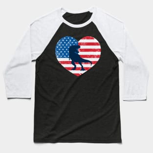 American Flag Heart Love T-Rex Usa Patriotic 4Th Of July Baseball T-Shirt